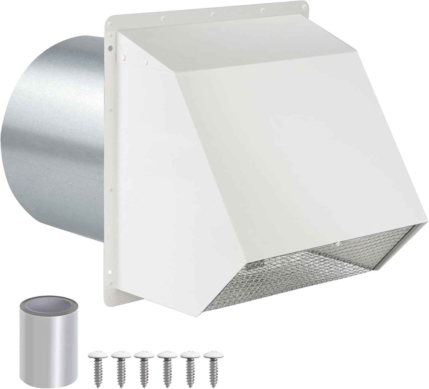 5-Inch Exterior Dryer Vent Cover with Screen & Damper - Galvanized Steel, Black