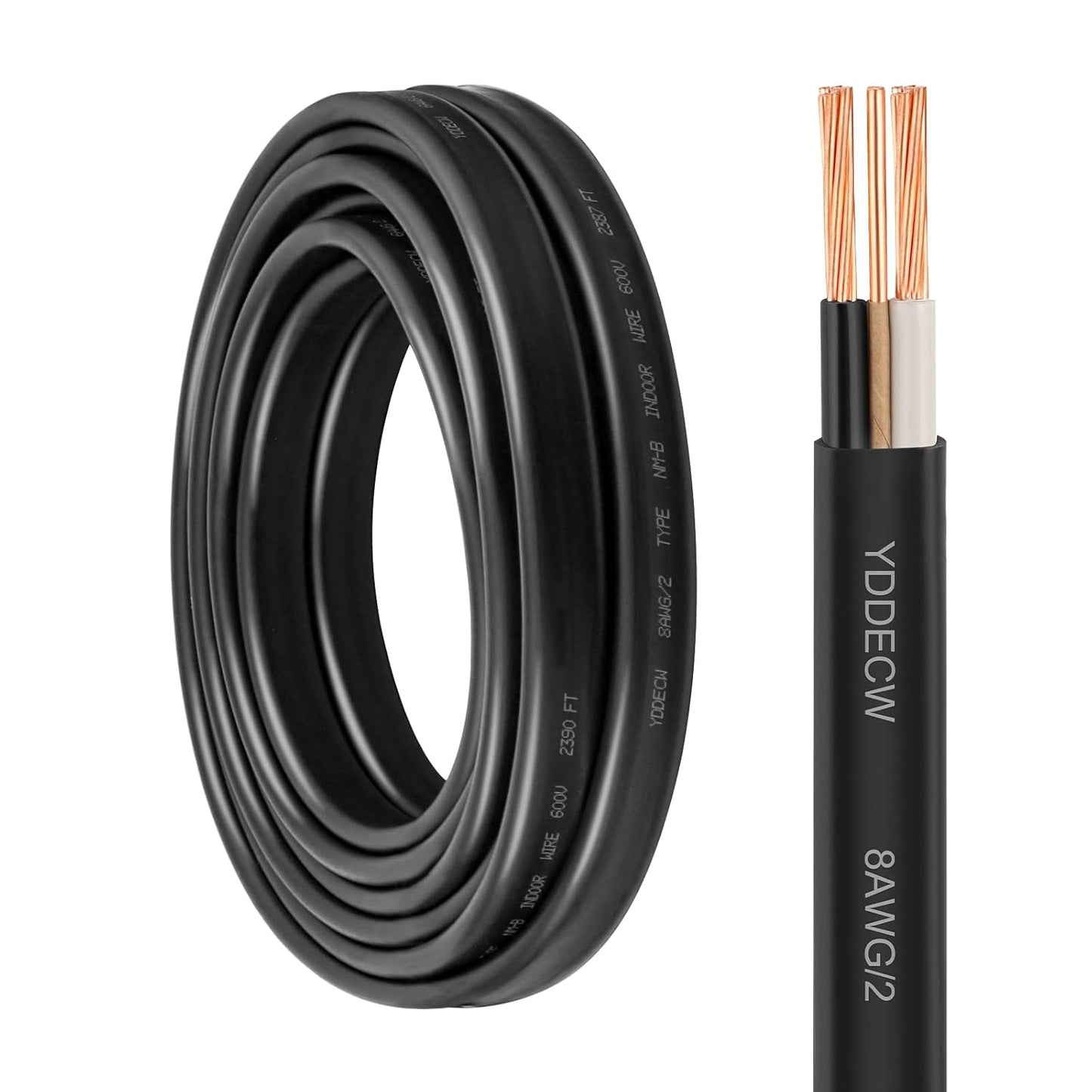 14 Gauge NM-B Wire with Ground - 50FT Pure Copper Indoor Electrical Cable for Outlets & Switches