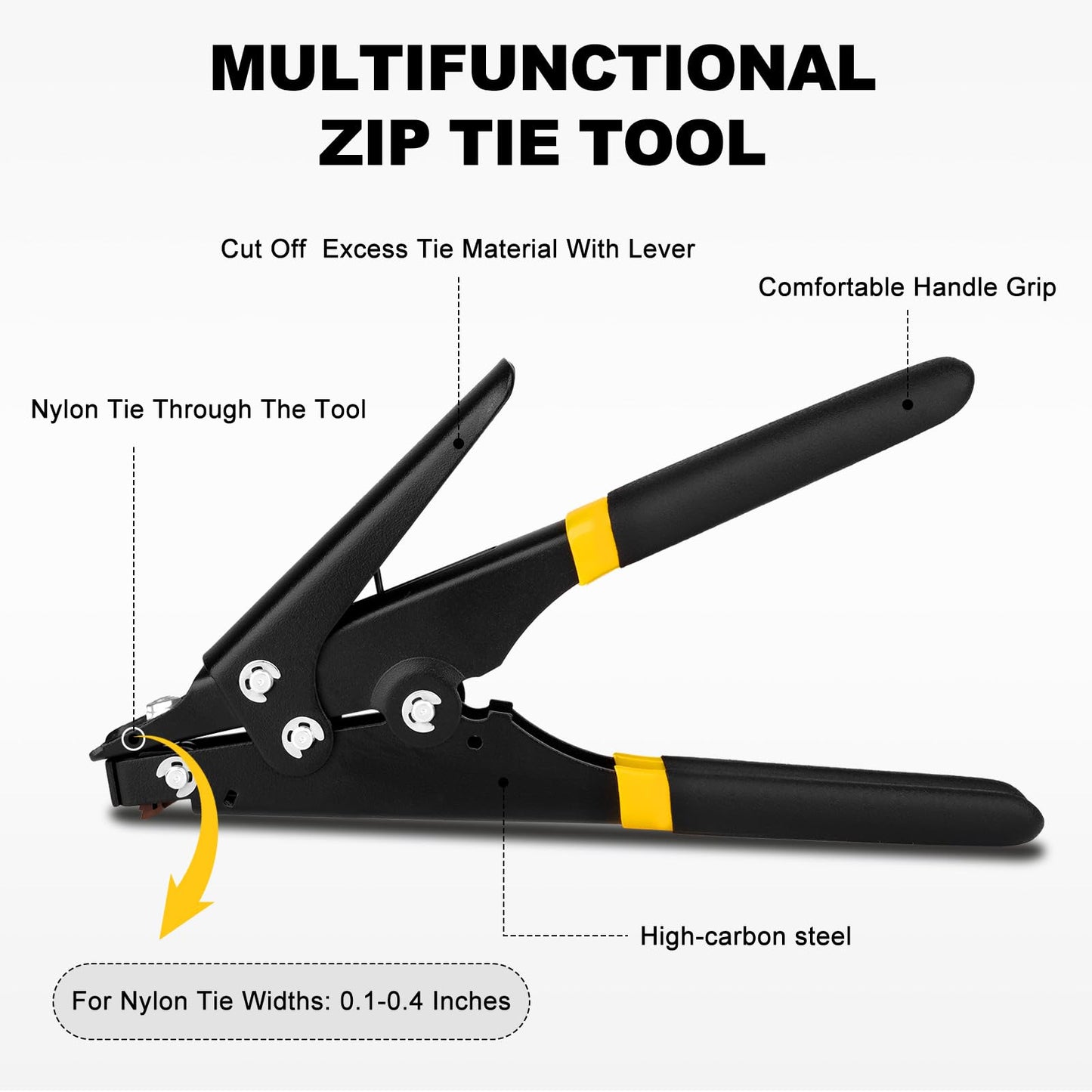 JIOUXIP Zip Tie Tool, Tensioning and Cutting Tool for Fastening and Cutting Plastic or Nylon Cable Tie, Cable Tie Gun for Cable Management, Zip Tie Tightener with Ergonomic and Portable Design