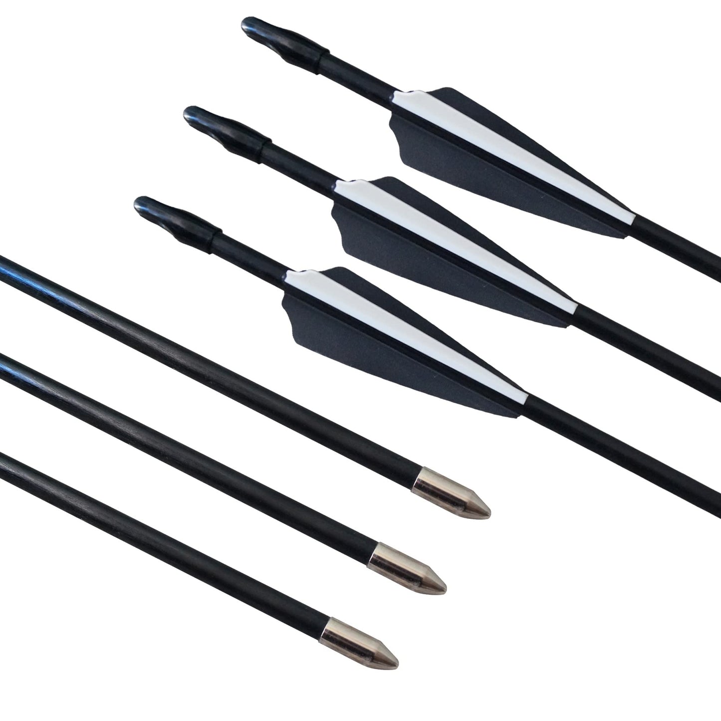 GPP 28" Fiberglass Archery Target Arrows - Practice Arrow or Youth Arrow for Recurve Bow - 12 Pack,Black Vanes