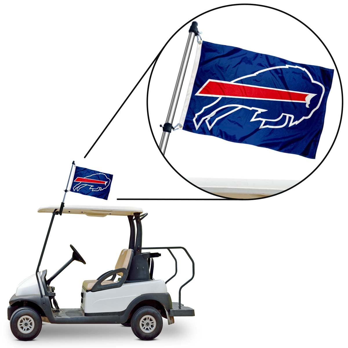 Buffalo Bills Golf Cart Flag Pole and Holder Mounting Bracket