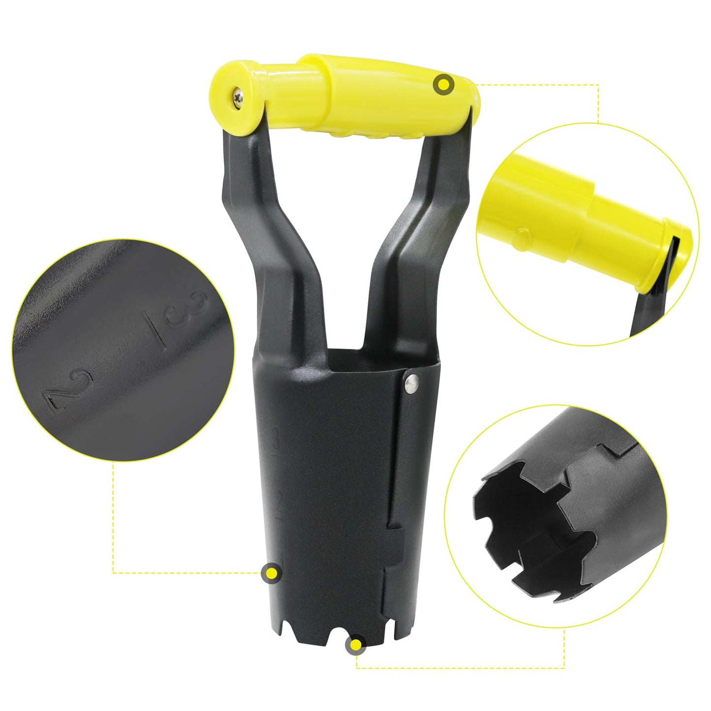 Jardineer Small Bulb Planter Tool– Compact Stainless Steel Transplanter for Bulbs, Seedlings & Flowers – Ergonomic Handle with Depth Markings – Silver & Black– Durable Garden Planting Tool