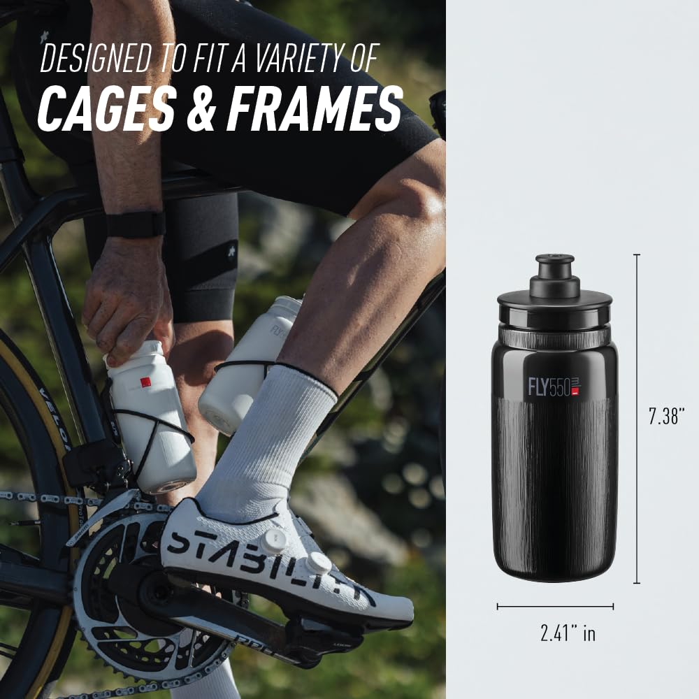 Elite Fly MTB Water Bottle – 950ml – TEX GREY – Ultra-Light, Dust-Proof for Mountain & Gravel Cycling