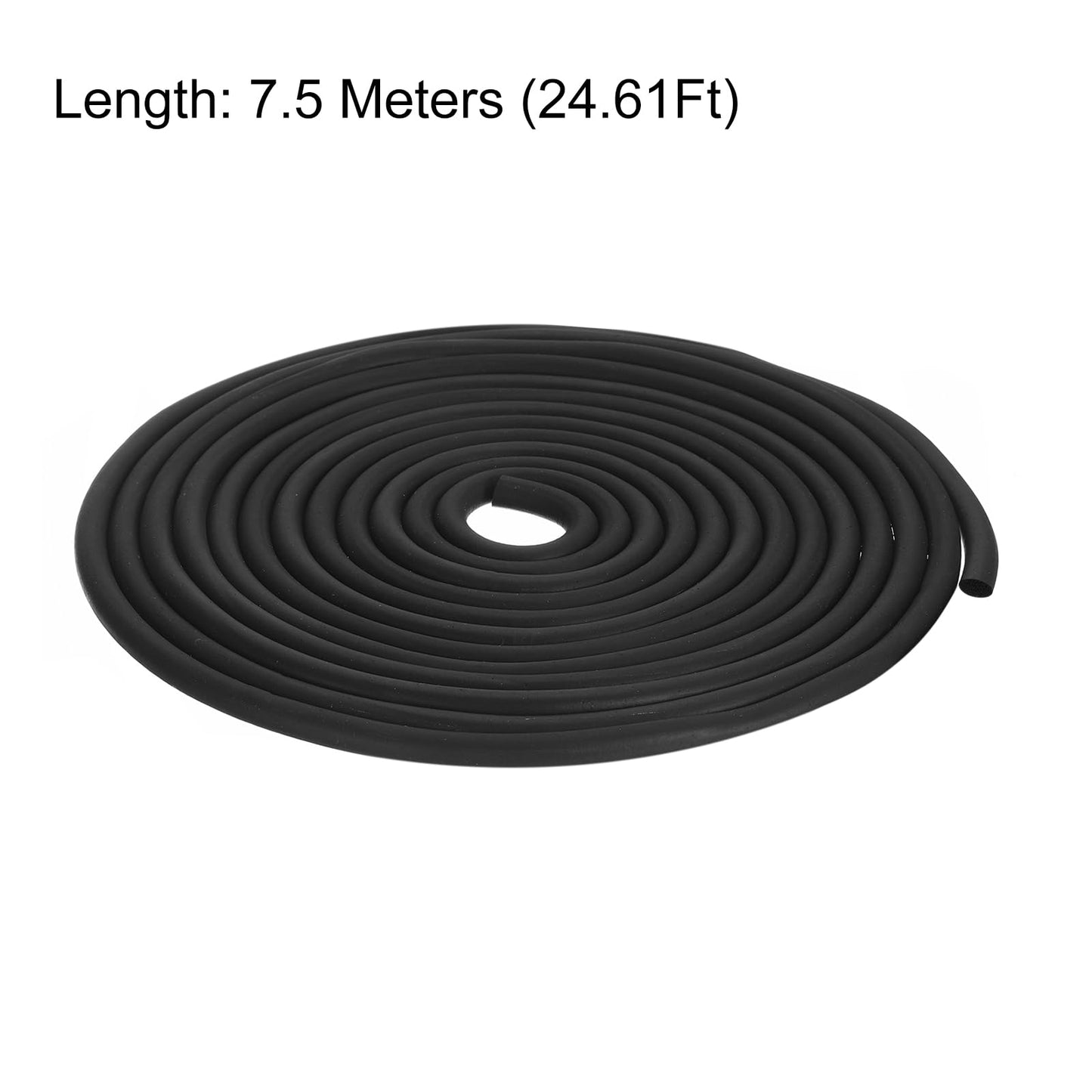 uxcell Foam Rubber Weather Seal Strip, 6.35mm(1/4") Diameter 7.5 Meters (24.61Ft) Long Round EPDM Rubber for DIY Gasket, Warehouse, Pads, Foam Tubing, Crafts
