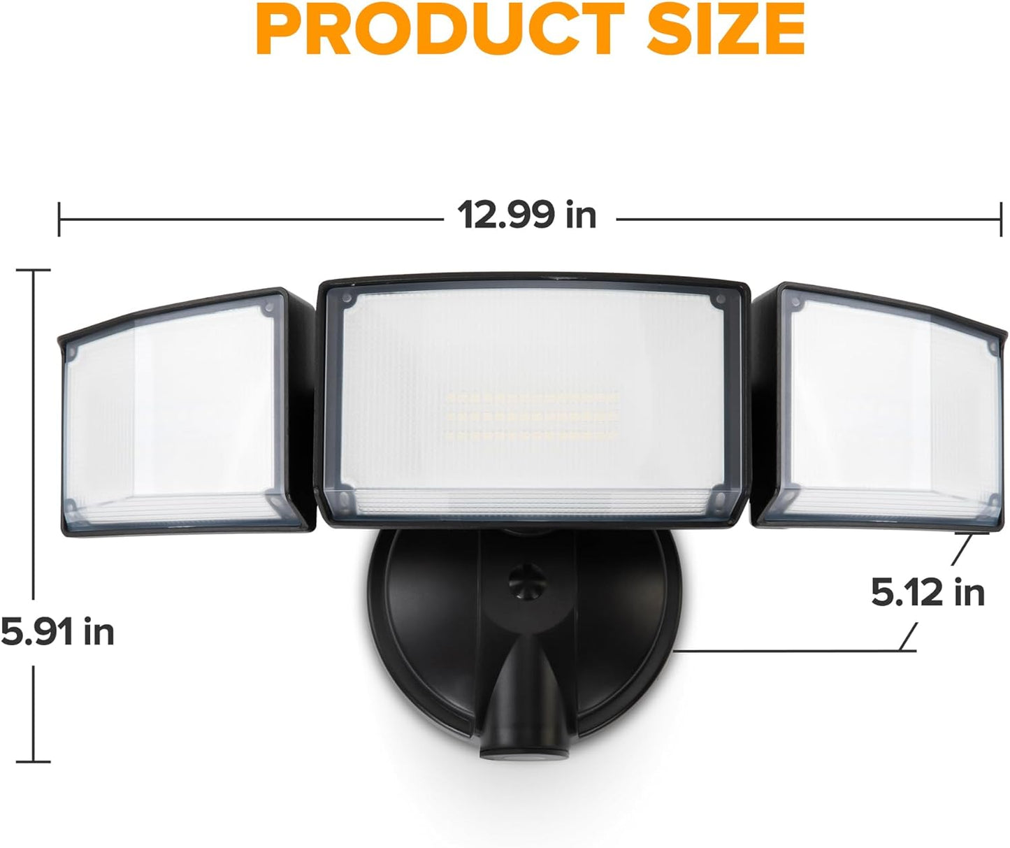 75W LED Flood Light - 8000 Lumen Outdoor Security Light with 3 Adjustable Heads, IP65 Waterproof for Garage, Yard & Patio - 5000K Daylight