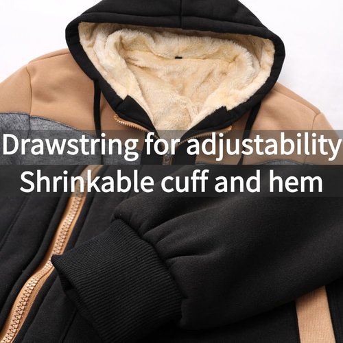 TMYAH Thermal Jackets for Men Winter Heavyweight Fleece Jacket Wool Warm Thick Coats Outerwear Black LightGrey IronGrey(895) M