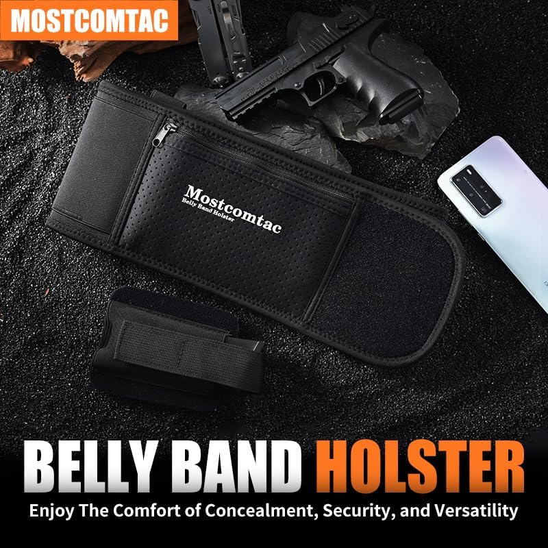 Mostcomtac Belly Band Holster - Comfortable & Breathable Neoprene Waistband for Glock, Taurus, Ruger & More