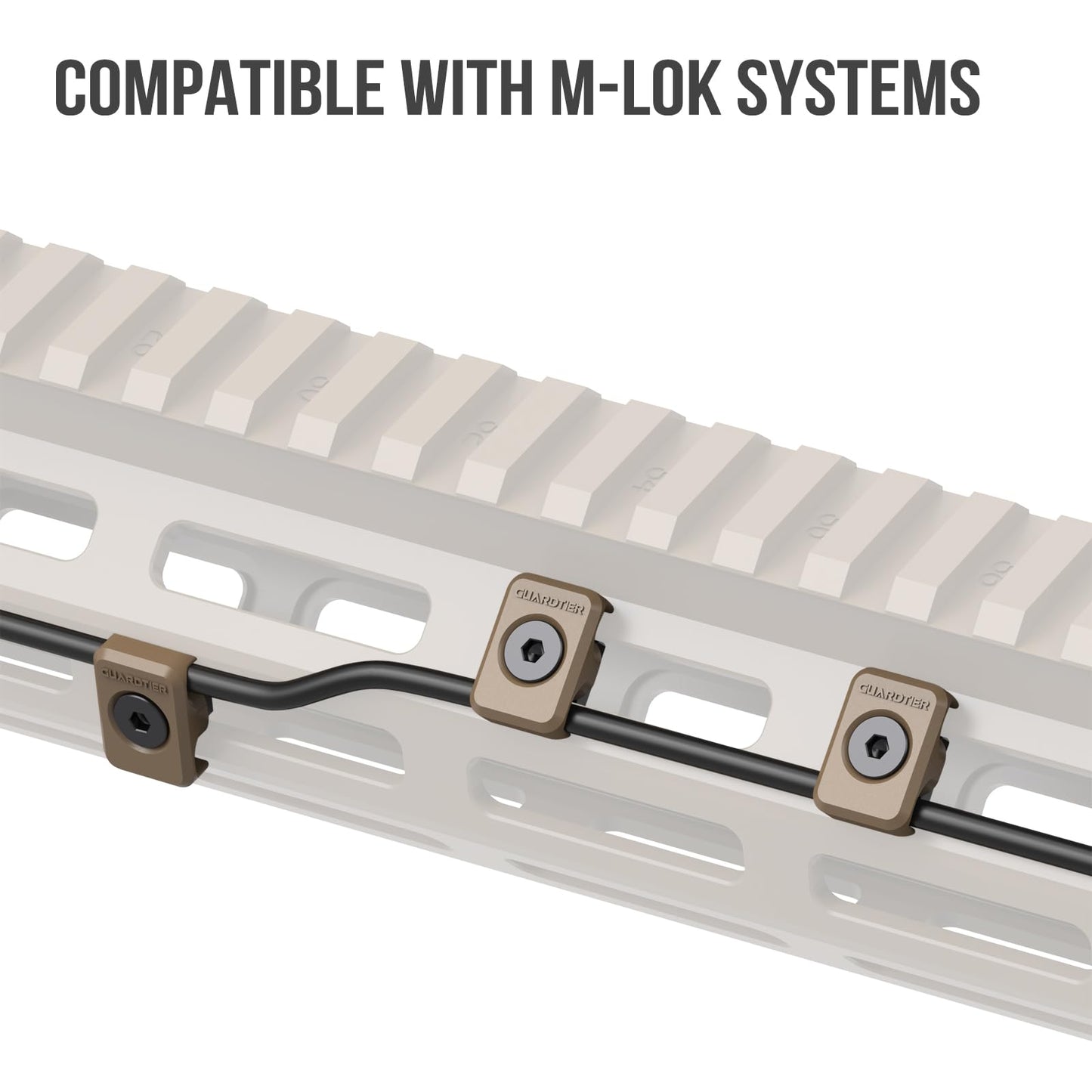 Guardtier CGM909 Pressure Switch Cable Guides Compatible with M-LOK System, Flashlight Laser Wire Management Clips 8 Pack - Black (Earth Tan)