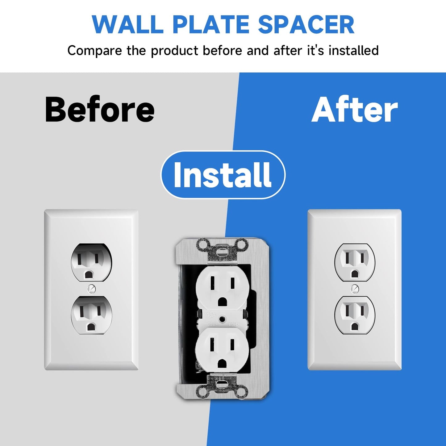 20 Pcs Wall Plate Spacer,Spacers for Electrical Outlets, Metal Flush Fit Device Leveling Plates for Electrical Outlet Repair, Fix Loose Outlets and Electrical Boxes