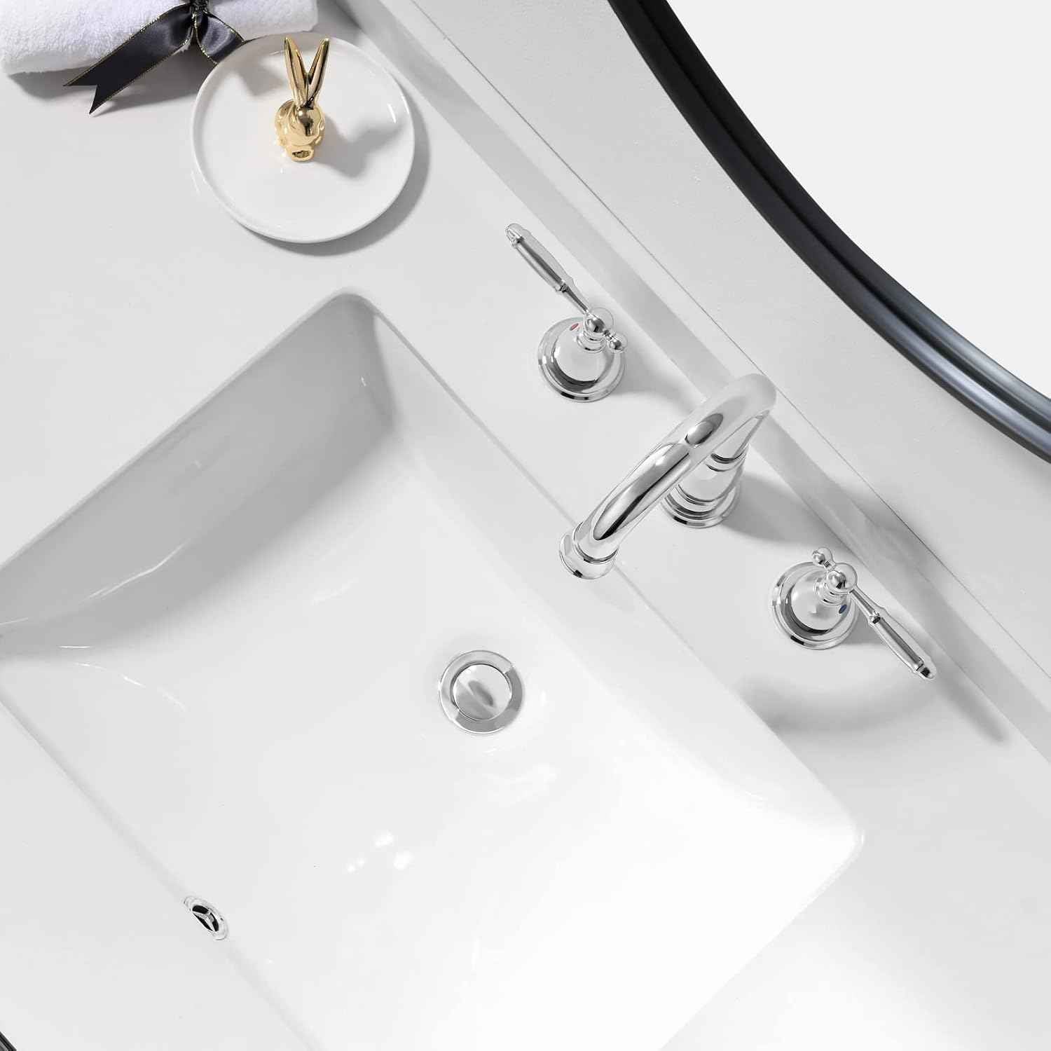 Oil Rubbed Bronze Widespread Bathroom Faucet Set with Valve & Drain - Phiestina WF017-4-ORB