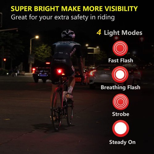PADONOW Smart Bike Tail Light: USB Rechargeable Rear Bicycle Brake Light High Lumen Safety Red Led Cycling Taillight (Classic Brake Light)