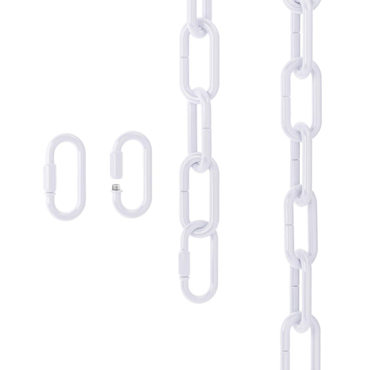6 Feet Industrial White Light Fixture Chain, Adjustable Metal Pendant Chandelier Chain Extension with Detachable Link, Maximum Load is 66 Pounds