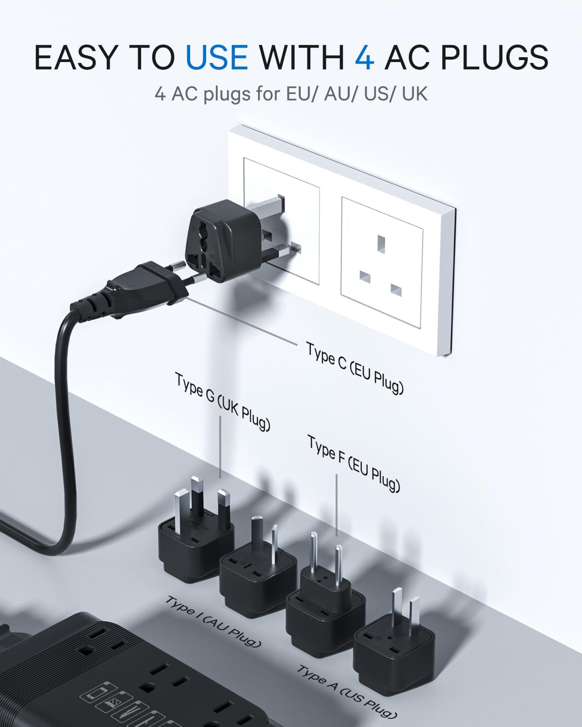 350W Voltage Converter 220V to 110V for European Travel - US to Europe Power Adapter