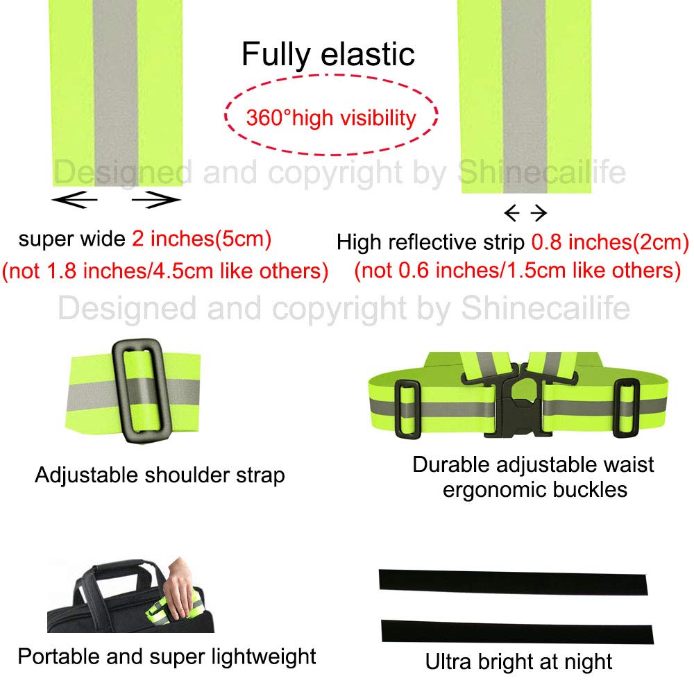 Shinecailife 2" Wider Reflective Safety Vest,60% More High Visibility for Running,Construction,Walking Women Men,Adjustable