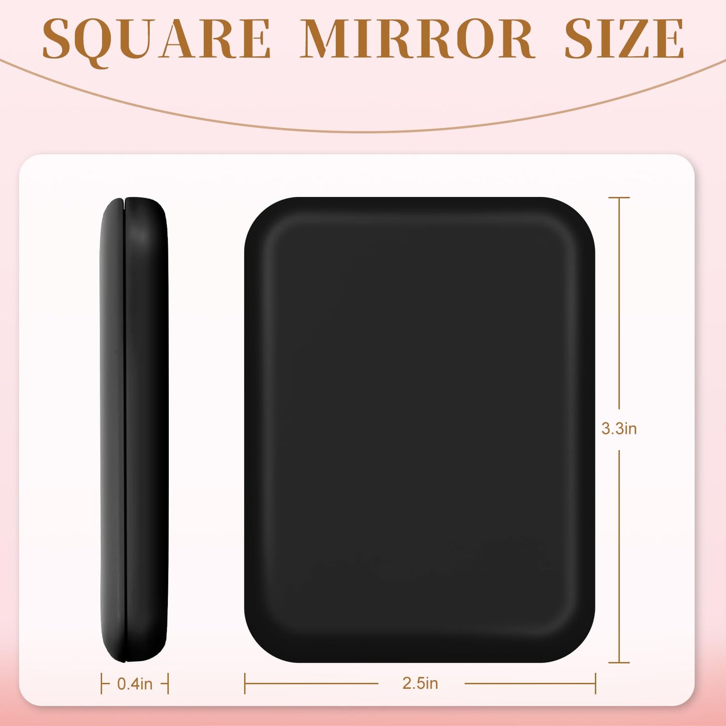 Kakuje Compact Mirror, 1X/3X Magnification LED Pocket Mirror with Nternal BIattery, Mini Mirror for Purse, Pocket,Travel and Present (Black)