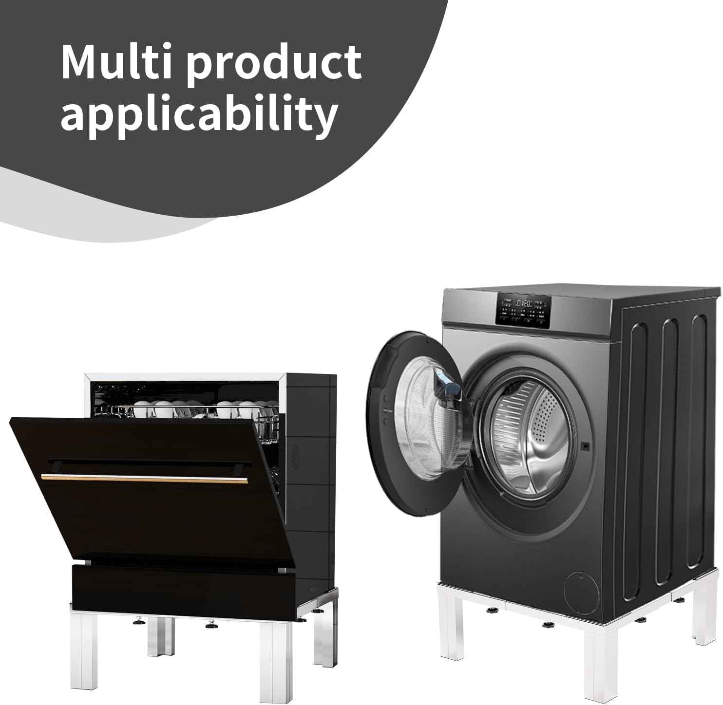 Heavy Duty Stainless Steel Mini Fridge & Washer Dryer Stand with 4 Strong Feet - Universal Appliance Base (Large)