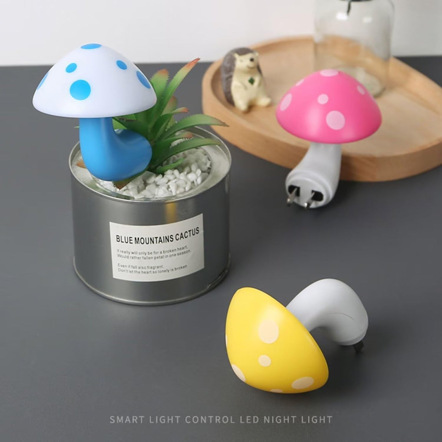 HEIVMIR Cute Mushroom Lamp 2 PCS Set Blue Bedside Sensor Night Light Control Plug-in Led Light for Bedroom Sleep Night Light Atmosphere Light(Blue)