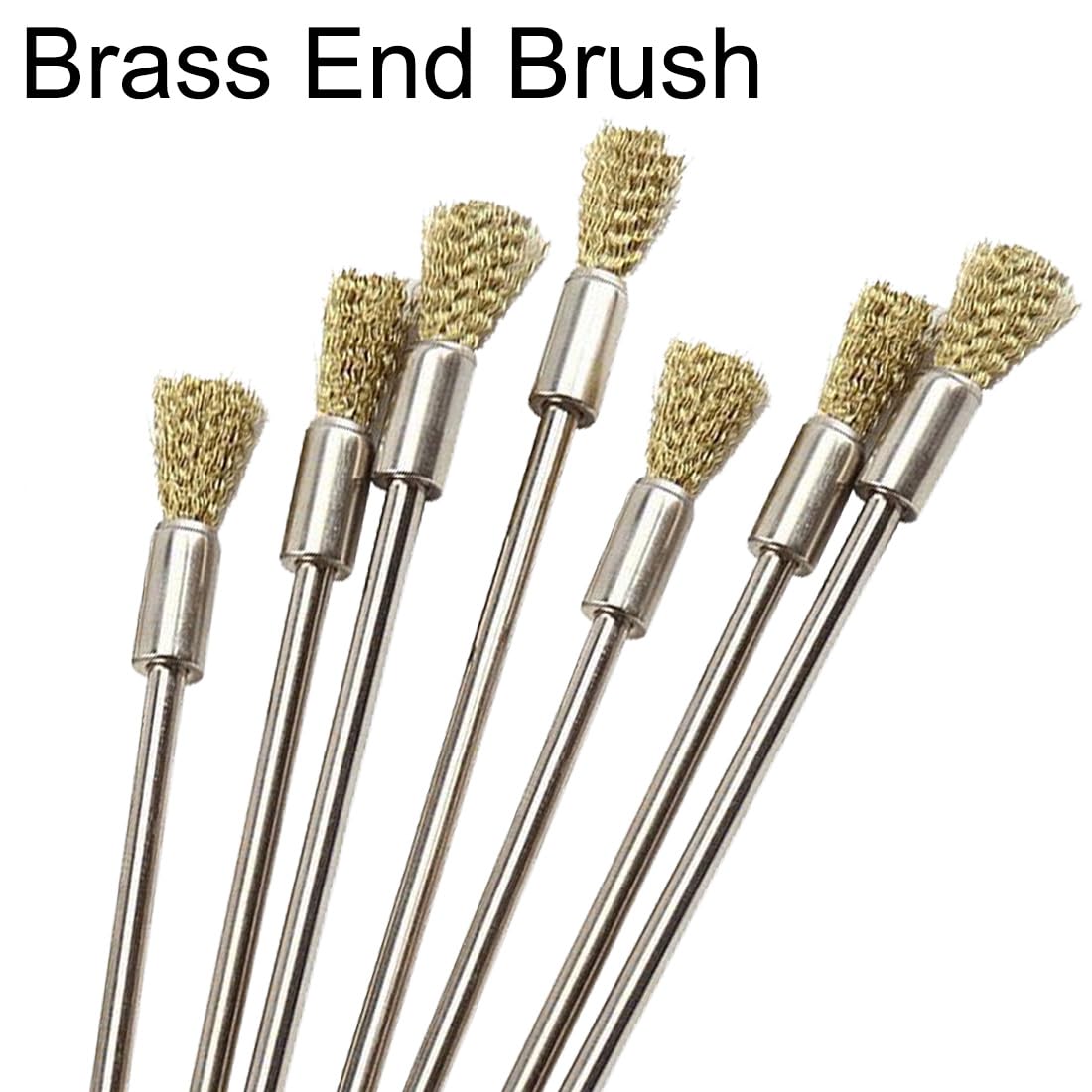 Luo ke 20 Pcs Extended Shank Brass End Brushes, 1/8'' Extra Long Shank Pen Shape Rust Paint Removal Bits Wire Brush for Rotary Tools