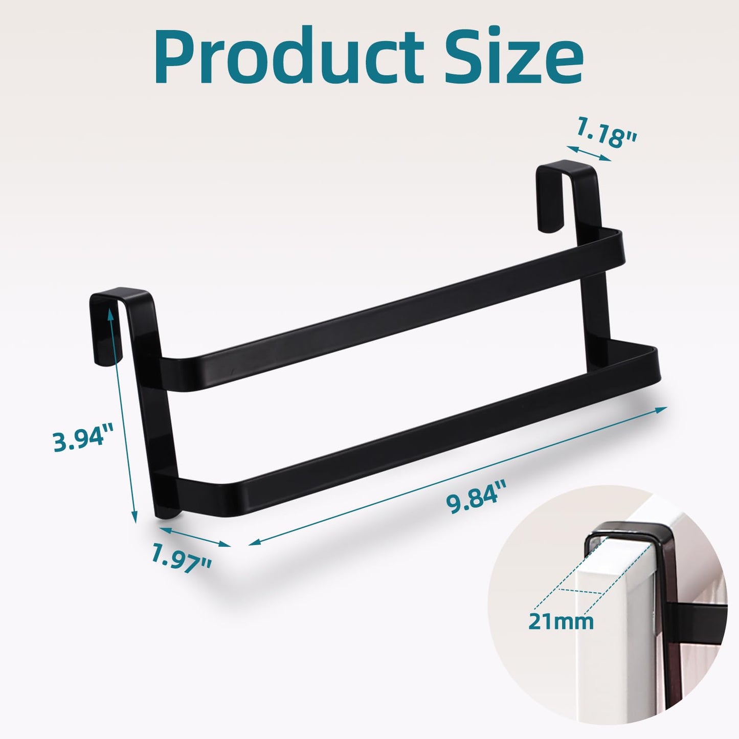 CHIKESI Double Layer Over Cabinet Towel Bar Holder, 2-Pack Stainless Steel Towel Bar for Hanging 2 Towels, Over The Door Towel Rack for Kitchen and Bathroom, Space-Saving Towel Hanger (Black)
