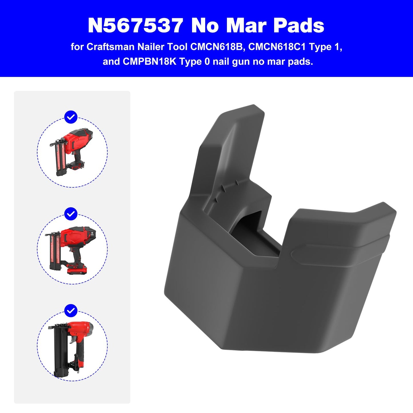 N567537 Nail Gun No Mar Pads Replacement Craft-sman Nailer No Mar Pads CMCN618B, CMCN618C1 and CMPBN18K Nailer Tip - 3 Pack