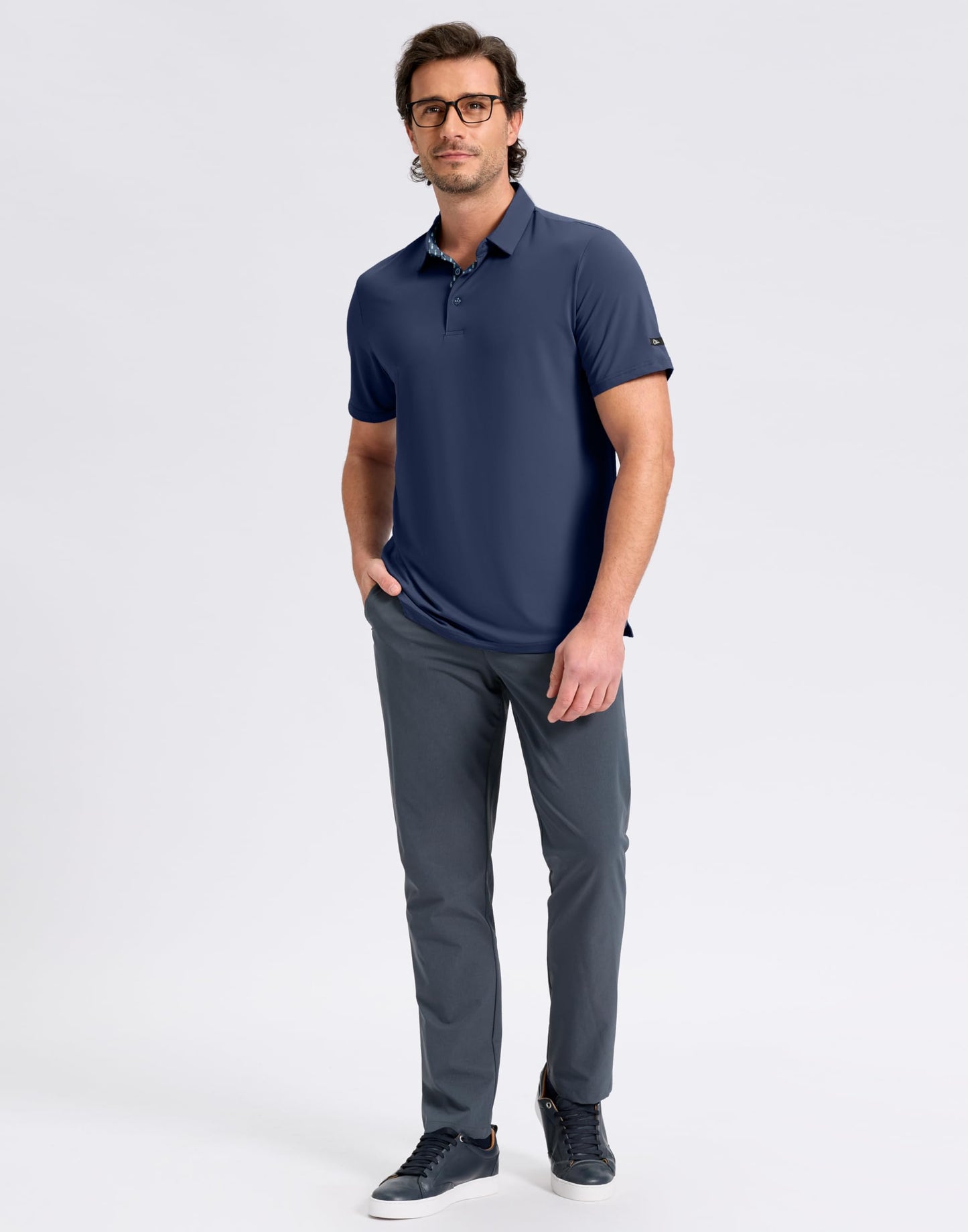 Obla Mens Golf Shirt Short Sleeve Dry Fit Moisture Wicking Performance Athletic Casual Work Collared Polo Shirts for Men (Navy_XL)