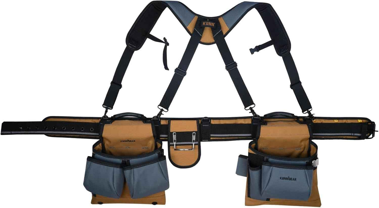 Pro Carpenter Tool Belt with Suspenders - Heavy-Duty Suspension Rig for Contractors & Electricians, Khaki