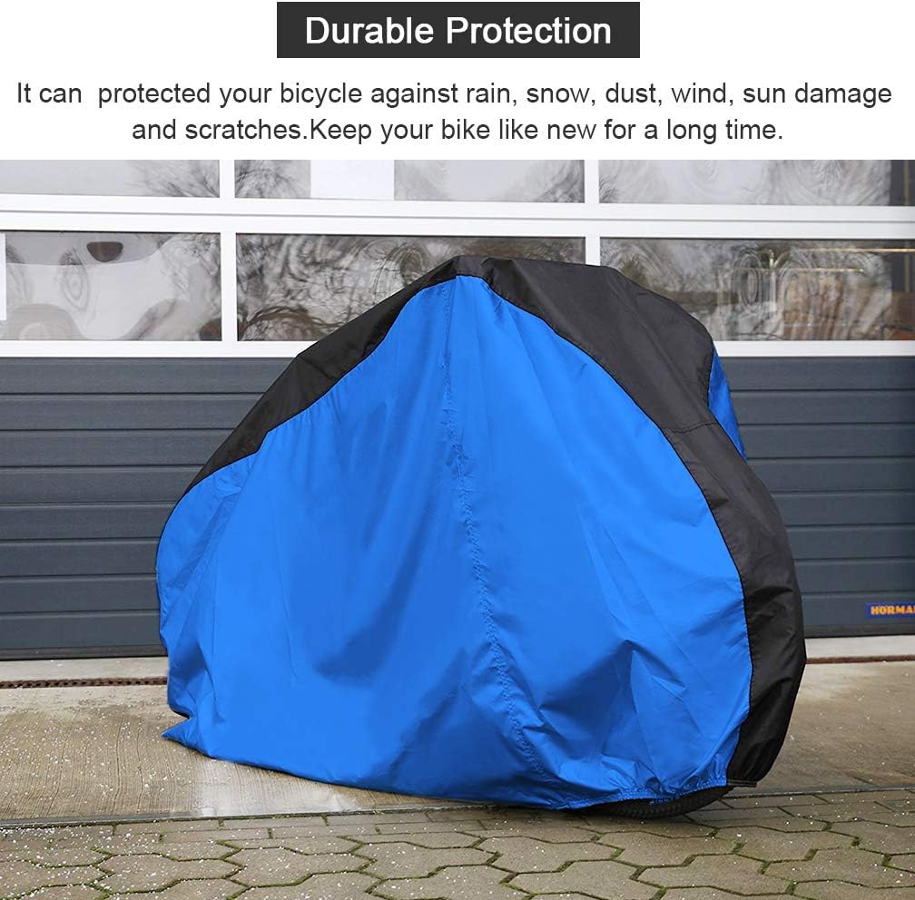 Roctee Bicycle Cover - Waterproof & Dust Resistant | Anti-UV Protection for XL Bikes, 78.7" x 27.6" x 43.3" - Portable & Durable (Black & Blue)