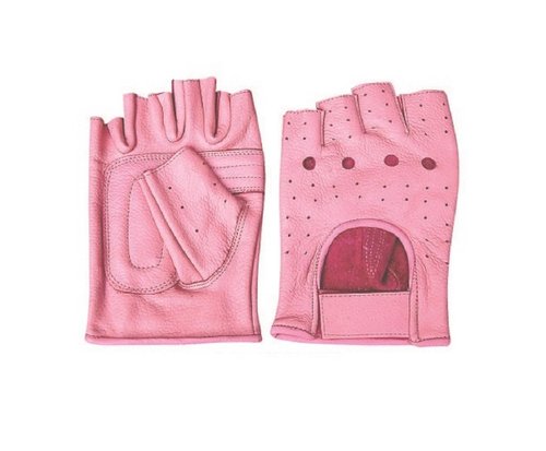 Women's AL3012 All leather Fingerless gloves Large Pink