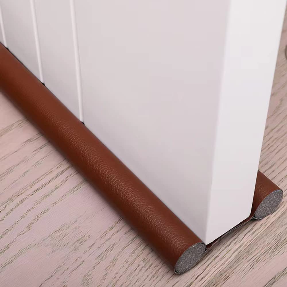 Door Draft Stopper Weather Stripping Noise Blocker - Under Door Draft Noise Blocker Gap Stoppers Entry Door Draft Guard for Bottom of Doors Adjustable (Brown)