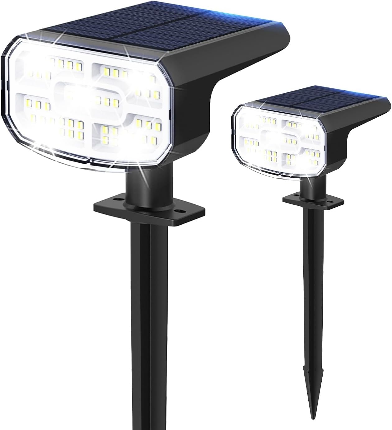 Super Bright Solar Spot Lights - 6 Pack, Waterproof IP65, 2 Color Temperatures, 4 Modes for Outdoor Landscape