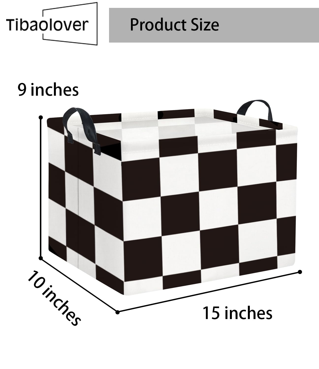TIBAOLOVER Rectangular Checkered Basket Storage Bin Collapse Storage Basket with Handles for Organizing Home Kitchen Boys and Girls Toys Office Closet Shelf Baskets (Race Flag)