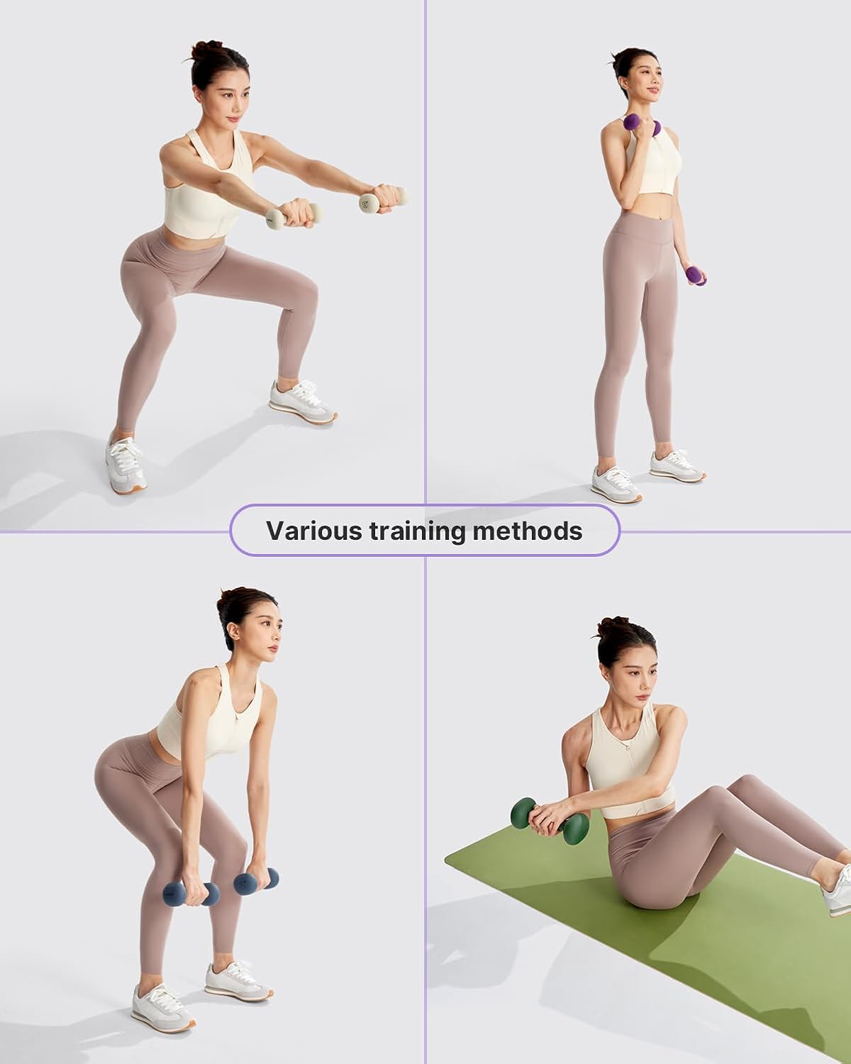 YOTTOY Dumbbell Set for Women - 2 to 15 Pound Non-Slip Hand Weights for Home Workouts | Portable Neoprene