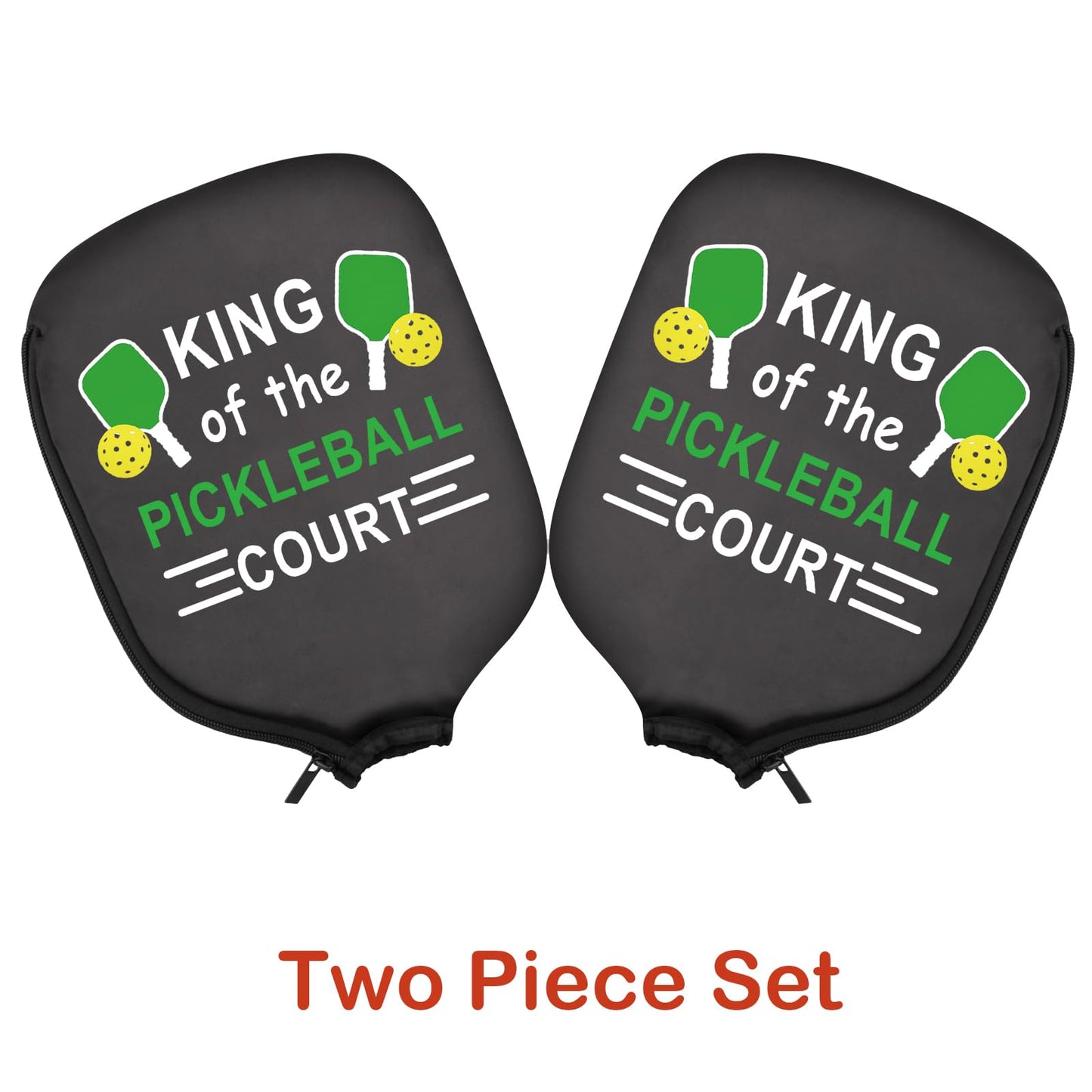 PWHAOO 2PC Queen/King Of The Pickleball Court Pickleball Paddle Covers Funny Pickleball Paddle Pouch Gift (King Of Pickleball Paddle)