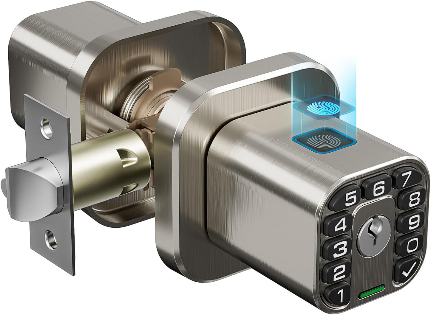 Smart Biometric Fingerprint Door Lock with Keypad - Keyless Entry, Waterproof, Auto Lock - Matte Black