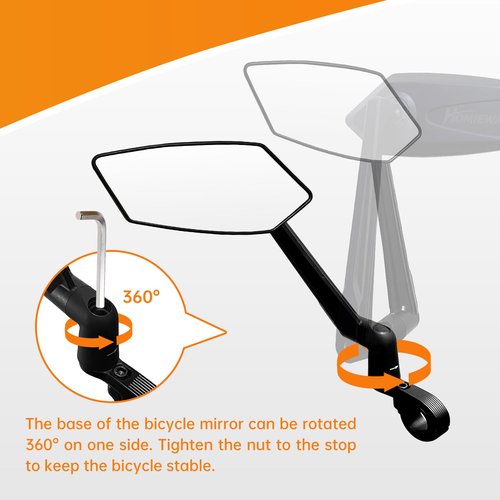 Homieway Bike Mirror, New Foldable Bicycle Mirror for Handlebar Mount, Adjustable 360°Rotatable Bicycle Rear View Mirrors for E-bike, Mountain Bike, City Bikes &Scooter (Left 0.87-1")