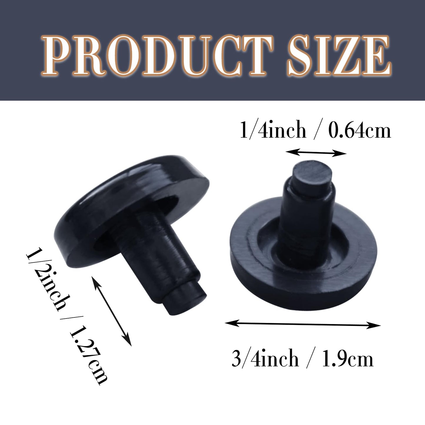 Stem Bumpers Glide Nylon Flat Round 3/4" Stem Bumper Floor Protector for 1/4" Hole, Furniture Sliders, Protect Your Outdoor Furniture and Patio Swivel Chair, Black (12)