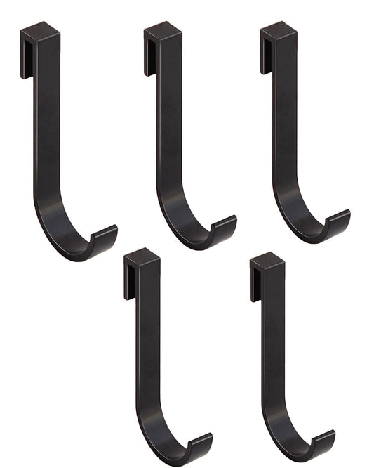 SUSUJIN J Hook for Wire Shelving, 5pcs Aluminum Grid Hooks Heavy Duty S Hooks Hanging for Kitchenware Spoons Pans Pots Utensils Clothes Bags Towers Tools Plants(Black)
