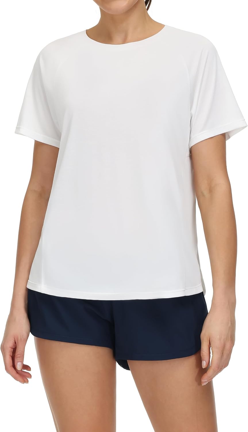 The Gym People Women's Workout Shirts - Breathable Short Sleeve Yoga Tees with Side Slits