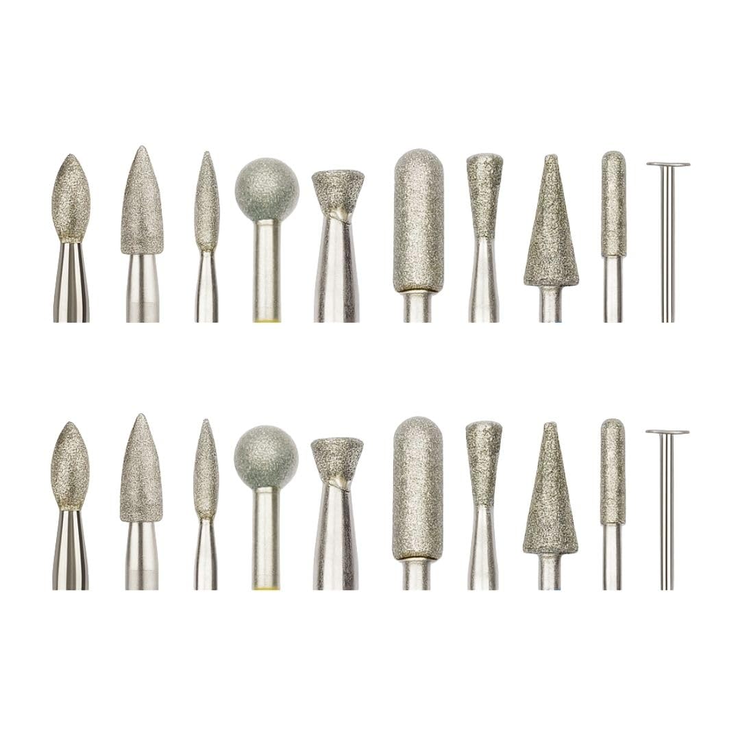 120-Grit Diamond Grinder Bit Compatible with Dremel Tools, Including 20 Pieces of 1/8-inch Drill bits for Carving and polishing on Stone, Glass, Ceramics, Resin, and Metal (Silver)