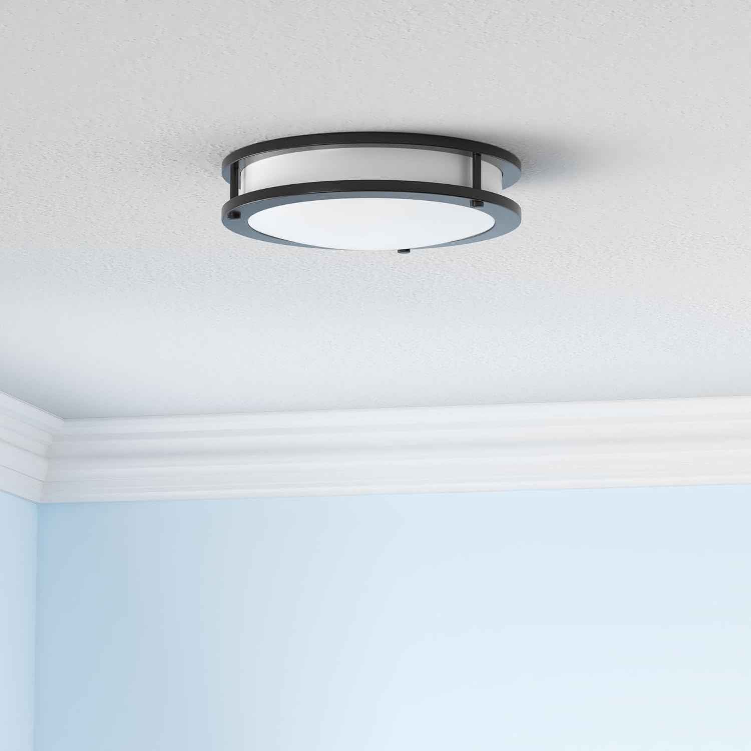 Adjustable 13-Inch Gold LED Flush Mount Ceiling Light Fixture - Dimmable 2700K-5000K for Hallway, Bathroom & Kitchen (2-Pack)