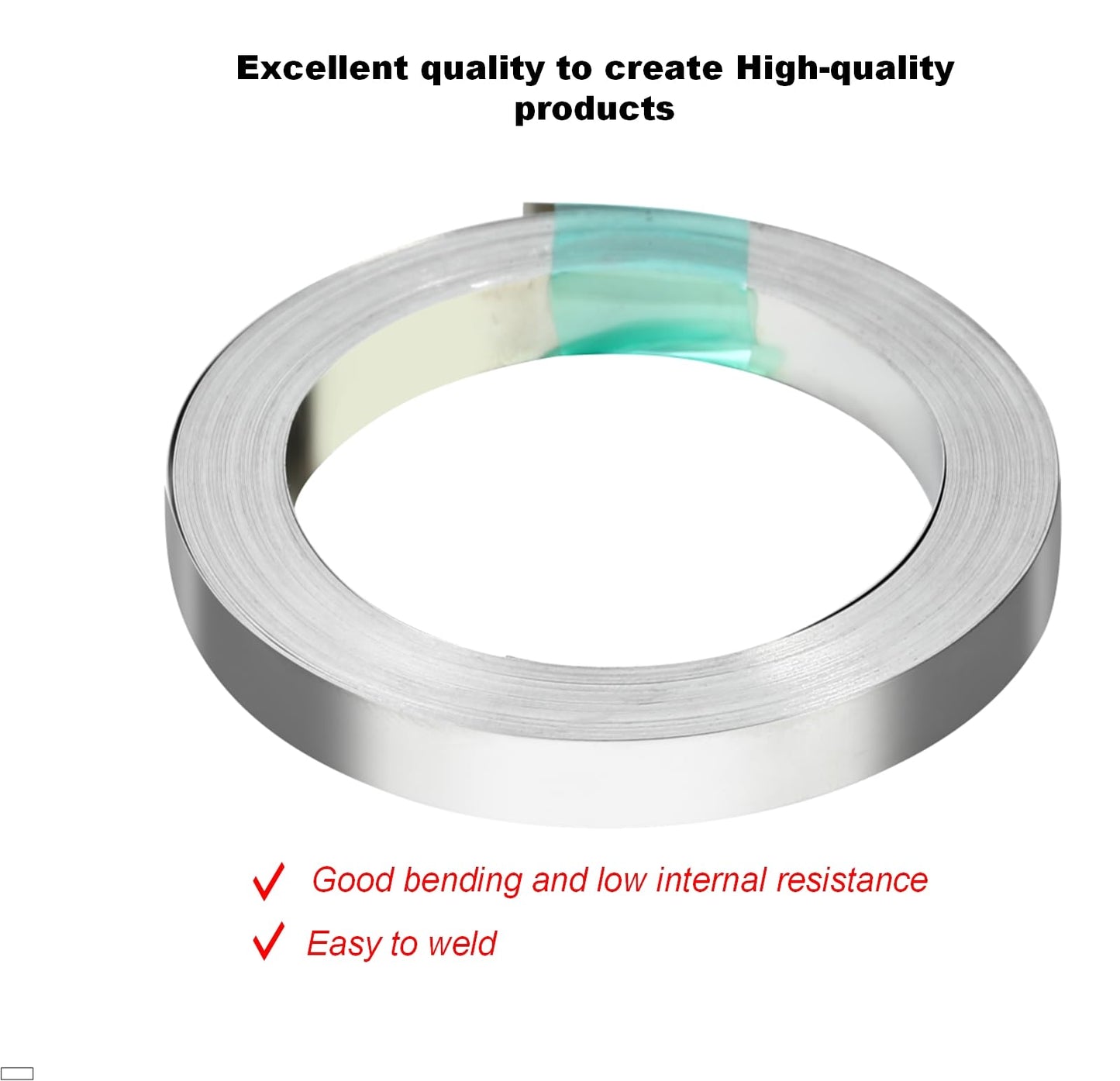 Nickel Strips for Battery Welding, 0.15mm Thickness, 7mm Width, 10m Roll - Durable Nickel Tape for Lithium Ion Battery Pack Assembly and Spot Welding