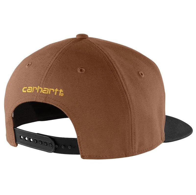 Carhartt Men's Firm Duck Flat Brim Cap, Red Duck, One Size
