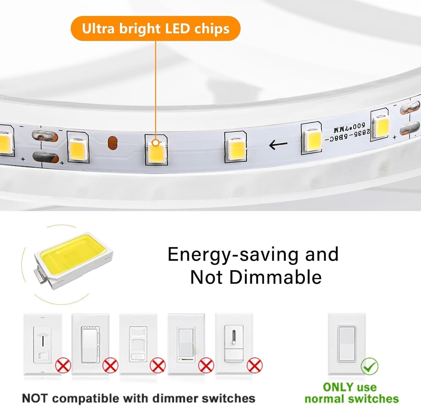 Modern LED Flush Mount Ceiling Light - 4 Rings 4000K Fixture for Kitchen & Living Room