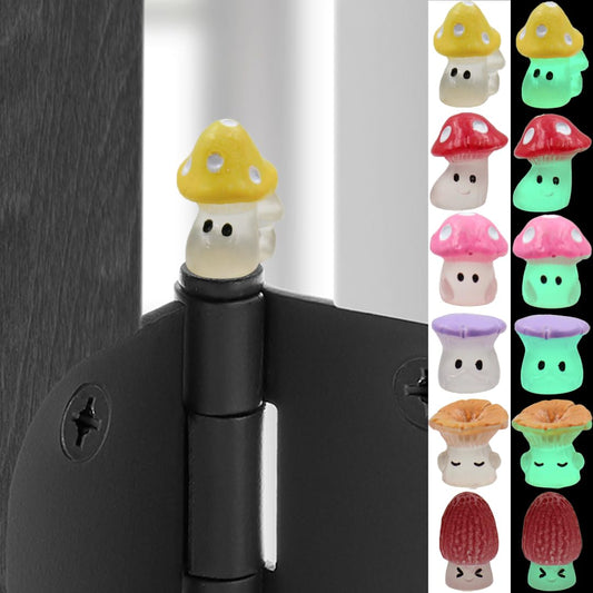 Mushroom Hinge Head Home Decoration Set of 6 - Glow in The Dark Hinge Heads Decorative Topper - Magnetic Hinge Head Toppers