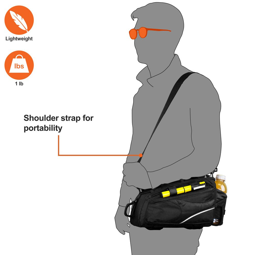 BV Bike Bag - Rear Bike Saddle Bag with Secure Velcro Mount & Shoulder Strap - Pump Holder, Bottle Pocket & Reflective Trim - Ideal for Work, Commute & Everyday Cycling - Bike Bags for Bicycles
