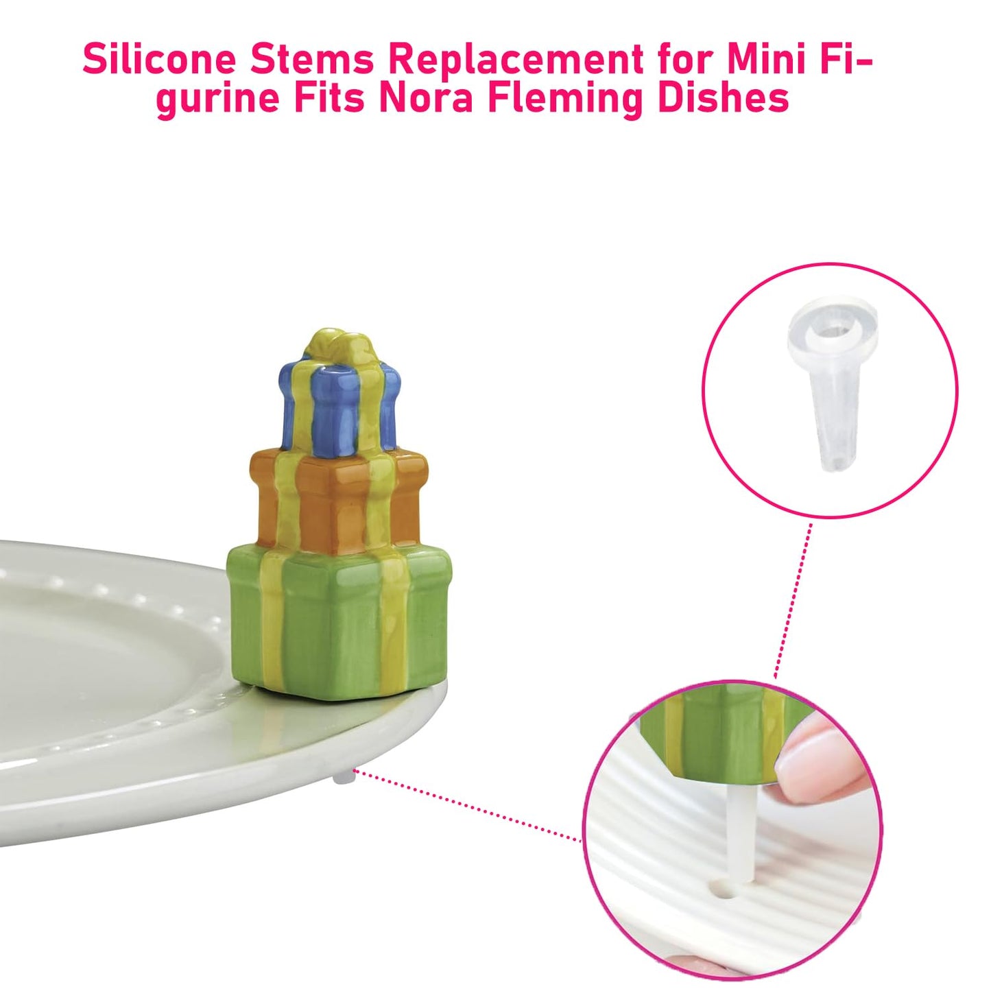 Dielianyi 30 Pcs Silicone Stems replacement for mini figurine fits Nora Fleming dishes Silicone Stem SetSilicone Stem for Nora Fleming Dish Accessory - Perfect Replacement Parts
