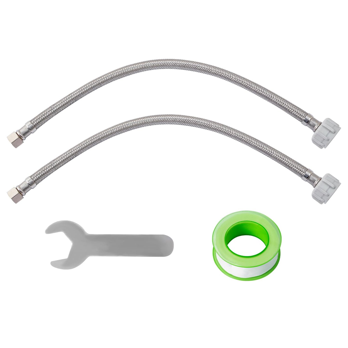 SUNGATOR 12'' Toilet Water Supply Line, 7/8" Ballcock x 3/8" Compression Toilet Hose Connector, 12 Inch Braided Stainless Steel Water Supply Line with 1 Wrench and Sealing Tape (2 Pack)