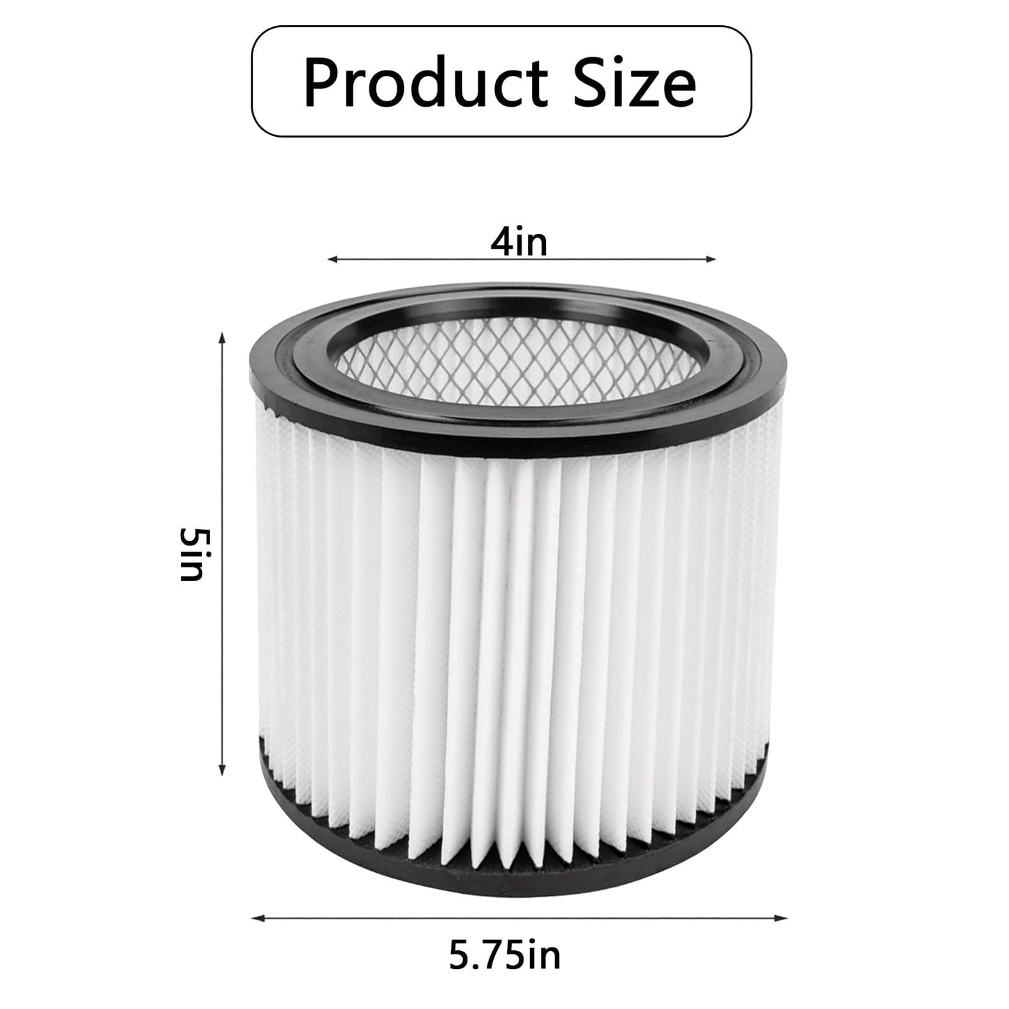 ECOMAID 90398 HEPA Replacement Filter and 90585 Foam Sleeve Filter Compatible with Shop-Vac 90398, 903-98, 9039800, 903-98-00 Hangup Wet/Dry Vacuum Cleaner Spares Cartridge Filter (2 + 4)