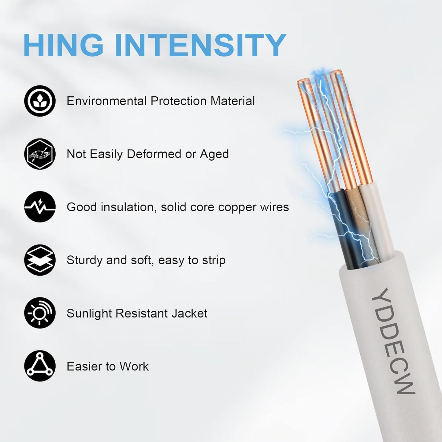 14 Gauge NM-B Wire with Ground - 50FT Pure Copper Indoor Electrical Cable for Outlets & Switches