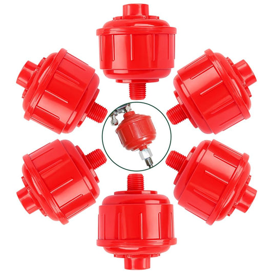 6PCS Disposable Mini Air Water Filters for Spray Guns - 1/4 Inch Threads, ABS Material, Moisture Trap for Automotive Painting & Air Tools (Red)
